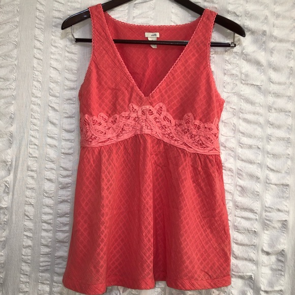 Anthropologie Odille Textured Tank w/ Lace Accent - Picture 1 of 5